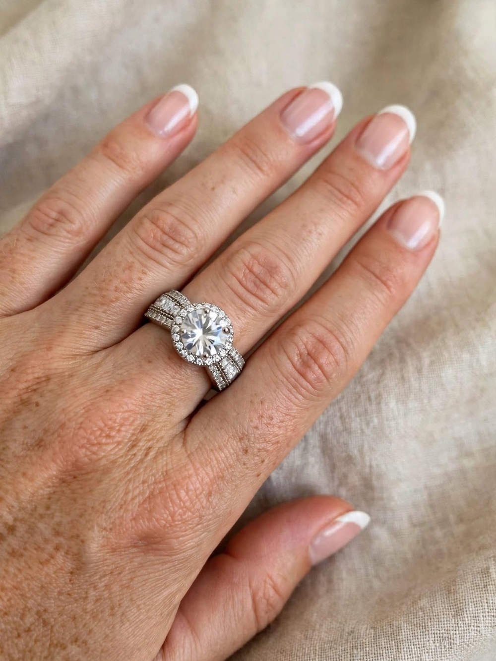 925 Classic Round Halo Engagement Ring Set in Silver